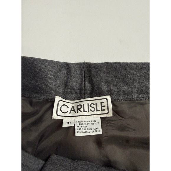 Carlisle Womens Charcoal Gray 100% Wool Wide Leg Pleated Trousers Pants Size 10 - Picture 3 of 9